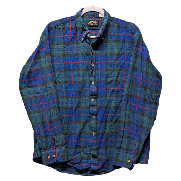 90s McCurdy's Green Blue Flannel Button Up Shirt - Picture 1 of 5